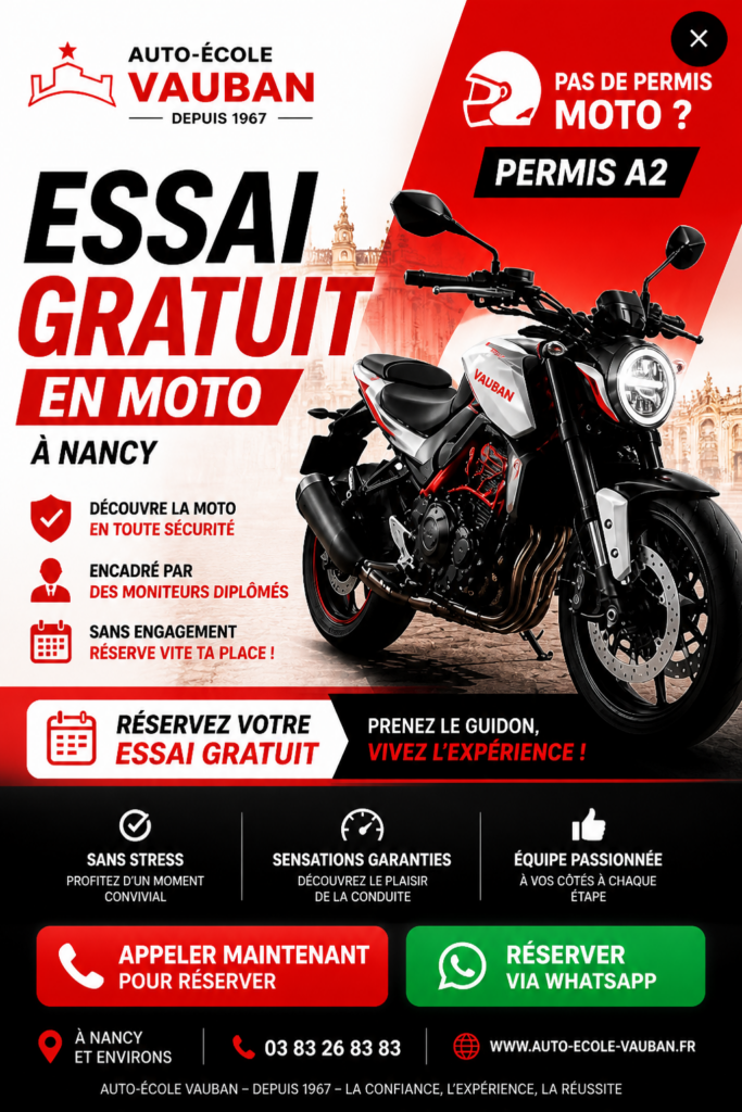 ESSAI MOTO GRATUIT à l'Auto école Vauban 